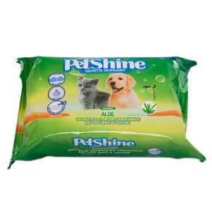 PETSHINE Aloe - 40 salviette detergenti profumate per cani e gatti cuccioli